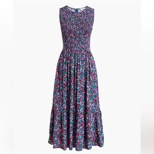 J. Crew Sleeveless Floral Midi Dress in Navy, Pink and Teal